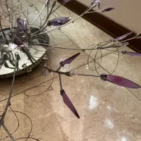 لوستر سقفی کریستالی برگی رنگ بنفش