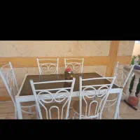میز ناهارخوری فرفورژه ۶ نفره با صندلی