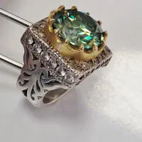 انگشتر دستساز کلکسیونی با نگین موزانایت روسی|جواهرات|اردبیل, |دیوار