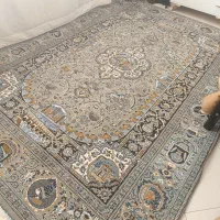 فرش شش متری  پسته ای ویک فرش بنفش سه متری ماشینی