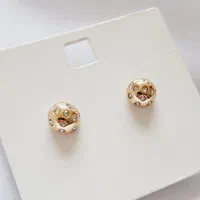 گوشواره میخی تکی نگین دار طلایی