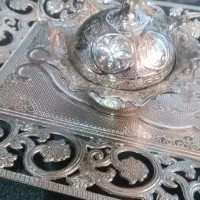 سینی نقره ای با قندان|کلکسیون اشیاء عتیقه|مشهد, شهرک مهر آباد|دیوار