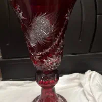 گلدان کریستال یاقوتی بوهمیا