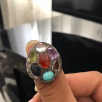 انگشتر ۷ سنگ عقیق اصل|جواهرات|پرند, فاز ۶|دیوار