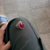انگشترنقره ومس نگین عقیق ویاقوت