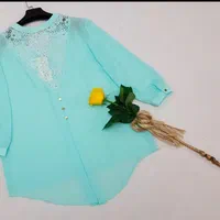 هدیه سایز۴۲ بلوز شومیز گیپوردار ترک مجلسی نو