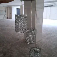 لوستر سه شاخه استیل و نقره ایی در حد نو