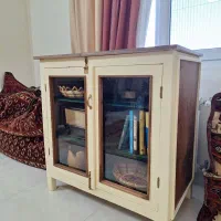 ویترین، کنسول چوبی قدیمی عتیقه آنتیک باز سازی شده