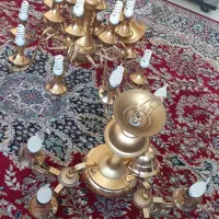 لوستر برنجی آبکاری طلا ۱۶ شعله و ۶ شعله