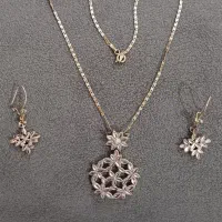 نیم ست طلا سفید حلقه پلاک زنجیر