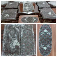 عتیقه قندان رومیزی ترمه ابریشم دشک پارچ پشتی مسی|ظروف سرو و پذیرایی|قم, باغ کرباسی|دیوار