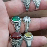 انگشترعقیق خطی یمنی.عقیق سرخ.زرد.سبز وانگشترجواهری