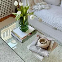 میز شیشه‌ای خم جلومبلی - ترند 1404