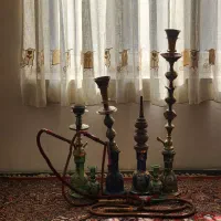 قلیان ۵۰ ساله با تنگ شاعباسی سه پوسته گلدرشت