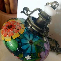 چراغ رومیزی نقاشی شده دست‌ساز|چراغ خواب و آباژور|نوشهر, |دیوار