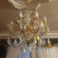 لوستر ۸شاخه طلایی ۲عدد|لوستر و چراغ آویز|تبریز, |دیوار