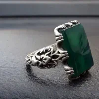 انگشتر نقره ۱۱گرمی پنبه ای با(نگین یشم)