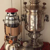 سماور روسی چراغ زنبوری برنجی ایدا اک|کلکسیون اشیاء عتیقه|مشهد, دانشجو|دیوار