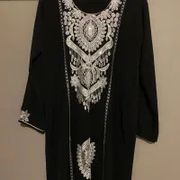 پیراهن مشکی گلدوزی زنانه نخی خارجی