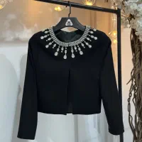 کراپ کت جواهر دوزی یقه مصری