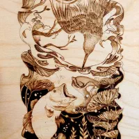 تابلو سوخته نگاری طرح شکار