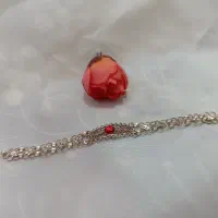 دستبند دخترانه ملیله کاری نقره نگین قرمز کد ۹۵۲|جواهرات|اصفهان, مولوی|دیوار