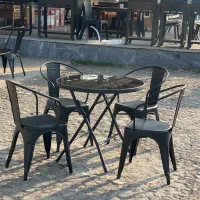 میز صندلی فلزی دسته دار کافه رستوران ویلا