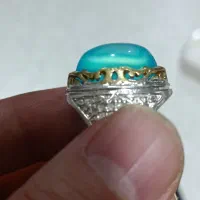 انگشتر نقره عقیق ابی|کلکسیون اشیاء عتیقه|تهران, باشگاه نفت|دیوار