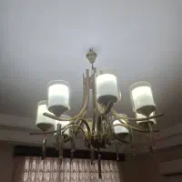 لوستر ۸ شاخه و تکی آویز کریستالی