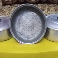 قابلمه روحی بزرگ و آبکش مسی قدیمی