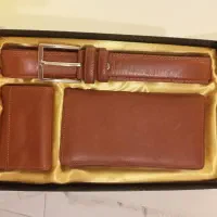 ست کیف و کمربند چرم همراه جعبه نو