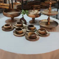 ظروف چوبی سرویس پذیرایی چوبی|ظروف سرو و پذیرایی|خمینی‌شهر, |دیوار