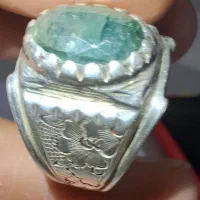 انگشتر زمرد،نقره درجه یک پنبه،دست ساز