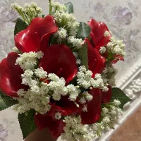 گل عروس  و سینی حنا عمده و تک|گل مصنوعی|زاهدان, |دیوار