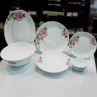 سرویس26پارچه کلاسیک اوپال طرح مهکامه صورتی مورانو