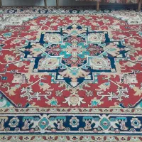 فرش 9 متری ماشینی طرح هریس دستبافت گونه با پادری