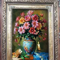 تابلو گل رخسار کد 27 دستبافت و ابریشم دار