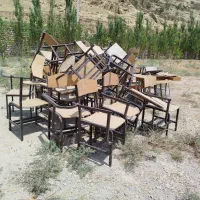 صندلی چوبی مدرسه ای دسته دار|صندلی و نیمکت|شباب, |دیوار