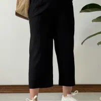 شلوار واید کتان کش قد نود