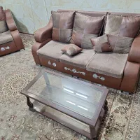 مبل سالم ۷نفره چرم و پارچه