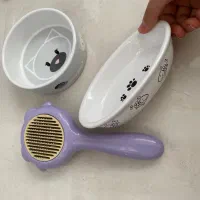 شانه و ظرف آب و غذا گربه