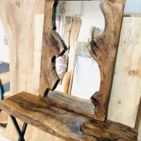 آینه کنسول روستیک چوبی