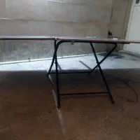 میز چوبی و آهنی پایه تاشو روش تاشو بساتی