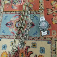 ساعت ژاپنی انگشتر عقیق عیار 925گردنبند استیل