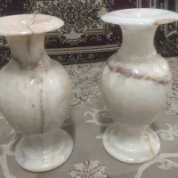 یک جفت گلدان سنگ مرمر اصل قدمت ۲۵سال دستساز