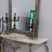 کنسول آینه و شمعدان برنجی