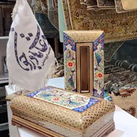 سرویس رومیزی خاتم ست سطل و جادستمال و جاکاردوچنگال|صنایع دستی و سایر لوازم تزئینی|اصفهان, مرداویج|دیوار