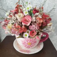 گل مصنوعی فنجان نعلبکی بزرگ|گل مصنوعی|فردیس, منظریه|دیوار