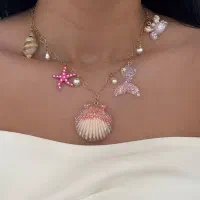 گردنبند صدف طبیعی رنگی