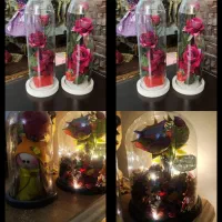 حباب شیشه ای عروسکی دکوری گل مصنوعی